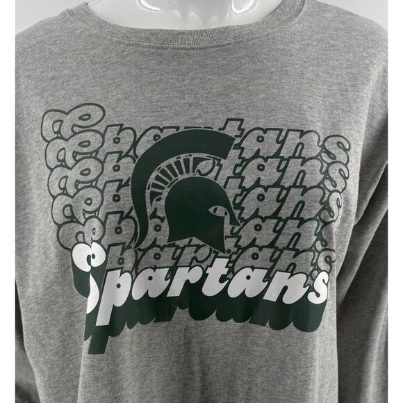 Wear by Erin Andrews Womens Top Sz Large Gray Michigan State Spartans Tee Shirt - Picture 3 of 6
